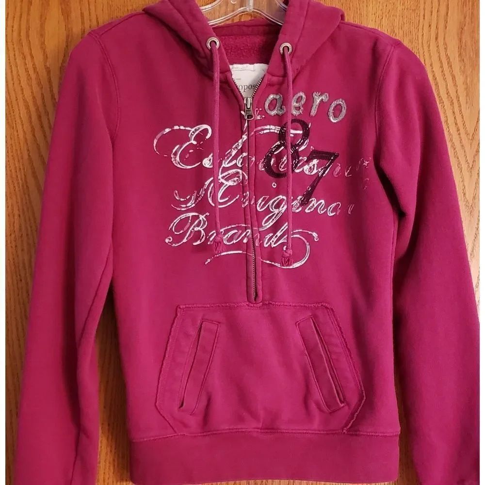 Aeropostale Magenta Hoodie Sweatshirt Sz S